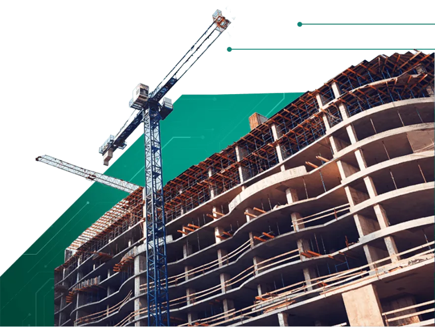 Construction site with crane and building framework, representing smart metering integration in new developments