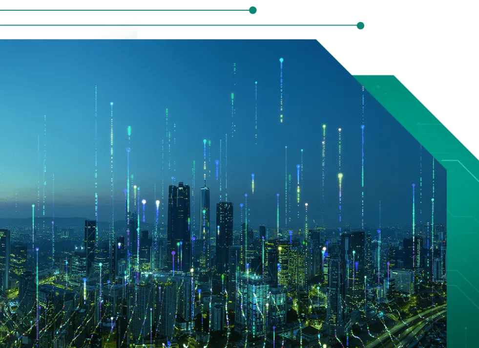Skyline of modern buildings symbolizing smart energy management without costly upgrades