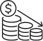 Icon of a downward arrow over a dollar sign, symbolizing revenue loss